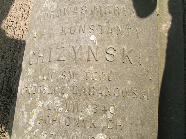 Konstanty Chiżyński 1840 Ostrów Wielkopolski - Grobonet - Wyszukiwarka osób pochowanych