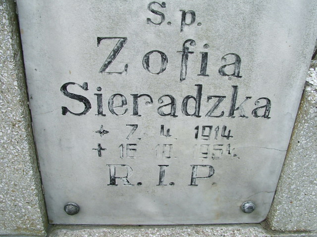 Zofia Sieradzka 1914 Ostrów Wielkopolski - Grobonet - Wyszukiwarka osób pochowanych